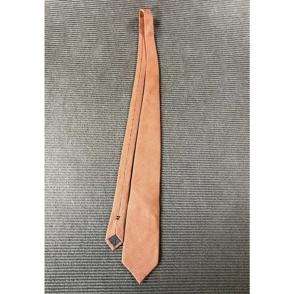 Asprey London Mens Silk Necktie Orange Micro Geometric Pattern‎ Luxury Tie